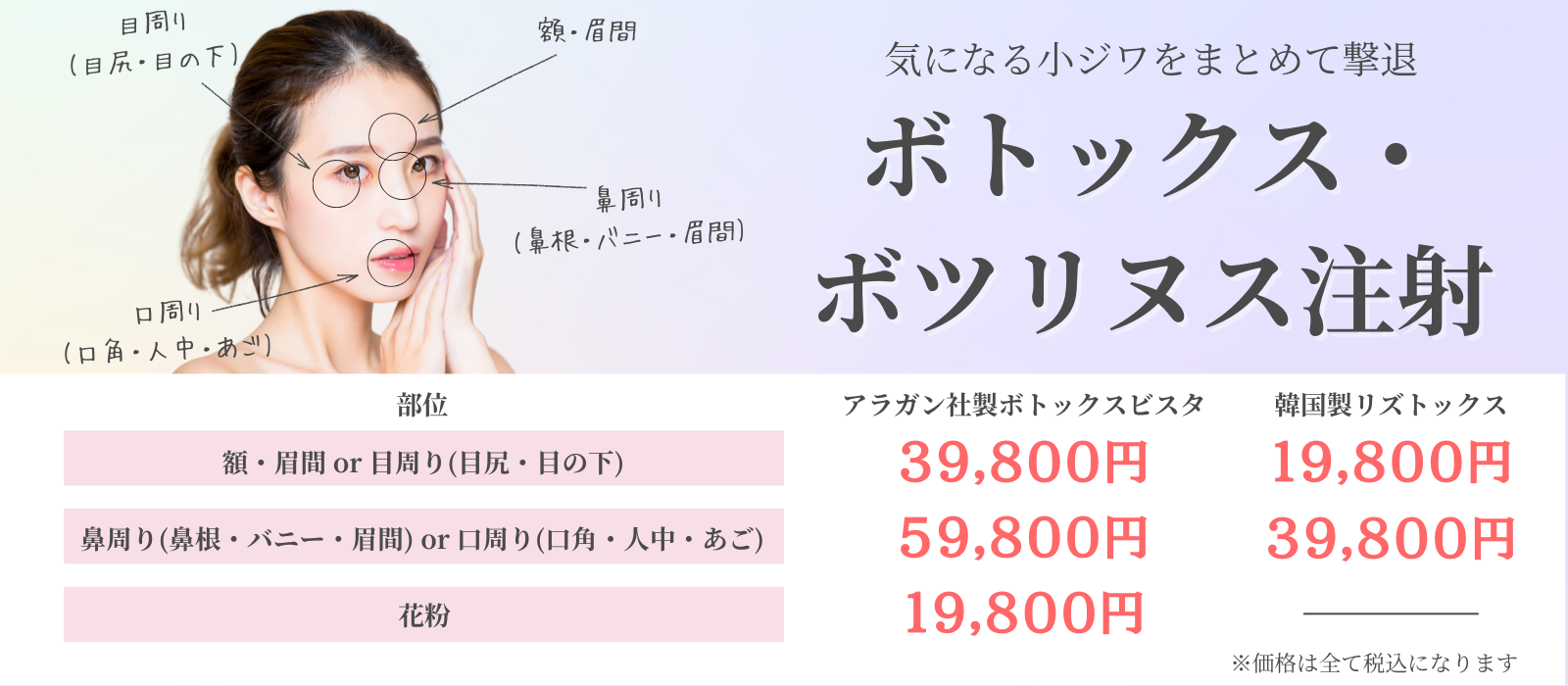ボトックス お好きな3部位チョイス